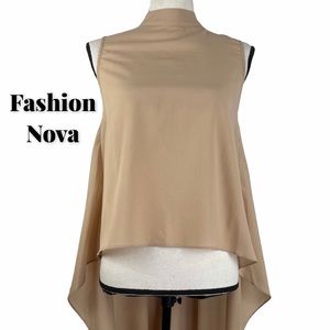 Fashion Nova Tan Sheer High Low Crop Top Size XS
